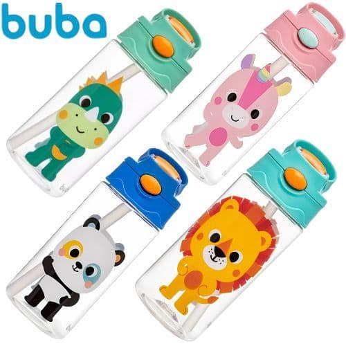 Garrafinha Infantil Tritan BubaZoo 450ml Buba Tampa Antivazamento Garrafa Bebe Criança Escolar Bebê