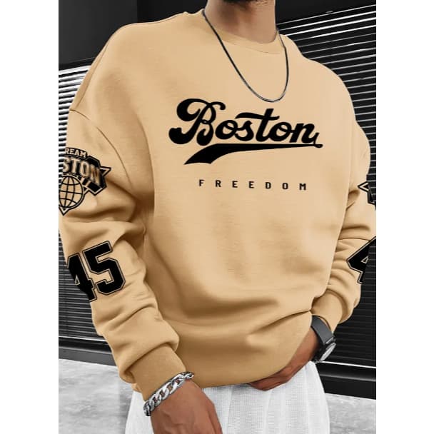 Moletom Gola Redonda Blusa de Frio Casaco Boston Feedom 15 Streetwear