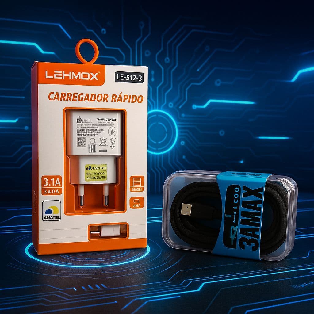 Energia em Dobro: Kit LEHMOX IOS + Cabo Rápido IOS  3AMAX para Quem Não Para!