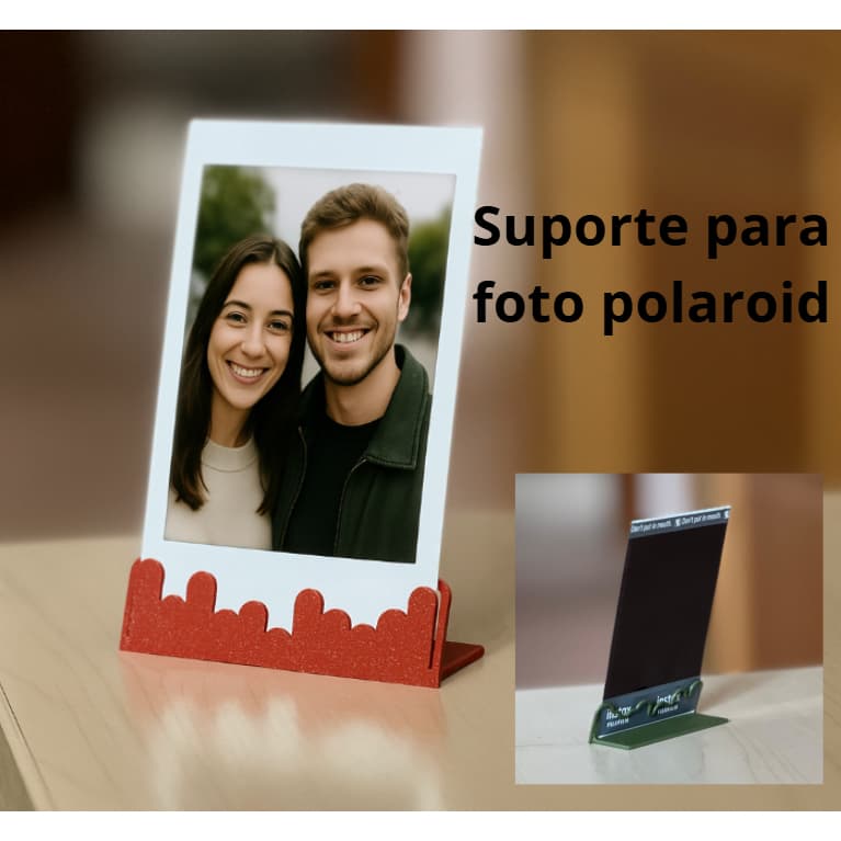 Porta-retrato criativo em formato Polaroid com suporte decorativo -  escolha a quantidade do seu kit