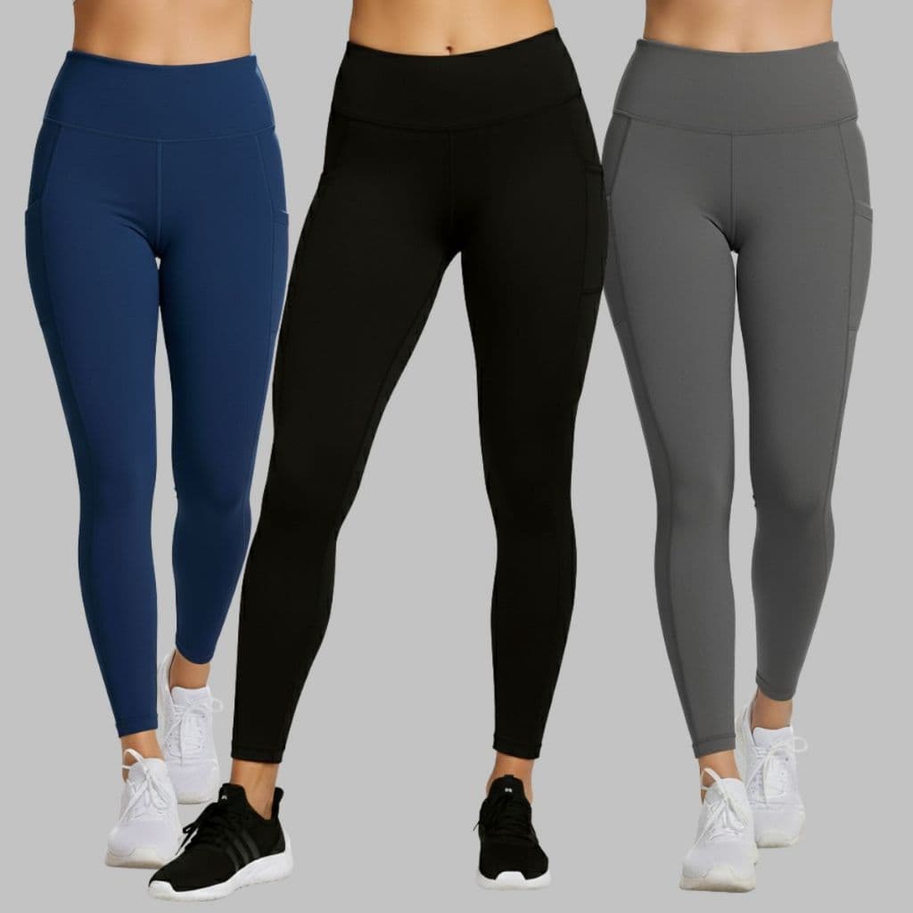 Kit 3 Calça Legging Feminina Cós Alto Confortável Para Academia e Dia a Dia