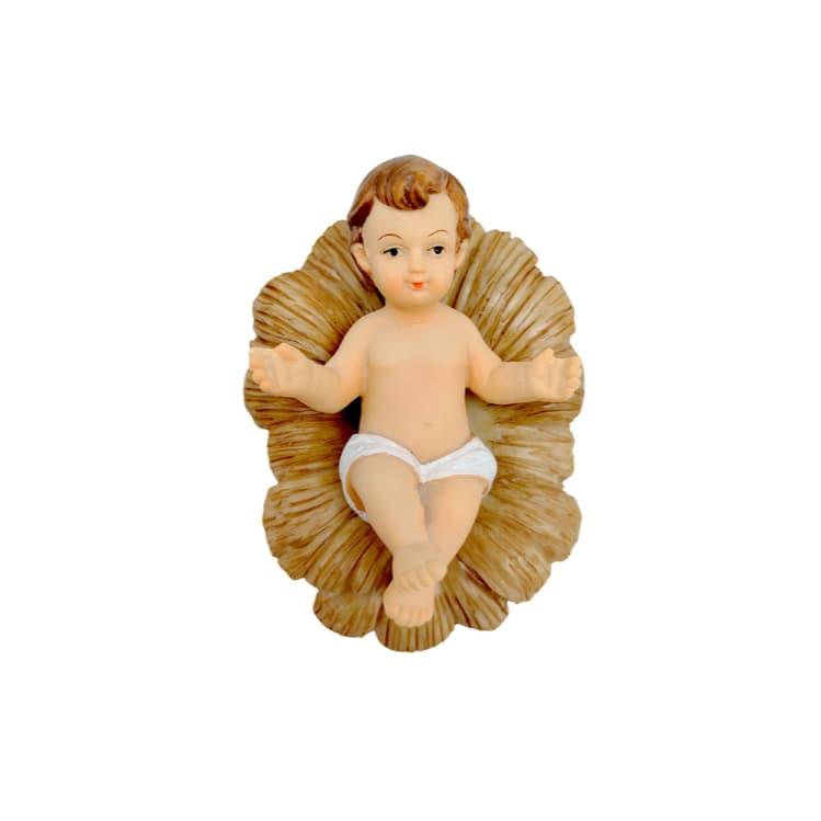 Menino Jesus Com Manjedoura Em Resina 10x6,5cm