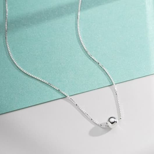 Colar Feminino Marina Pingente Bola 5mm Prata 925 Minimalista Elegante