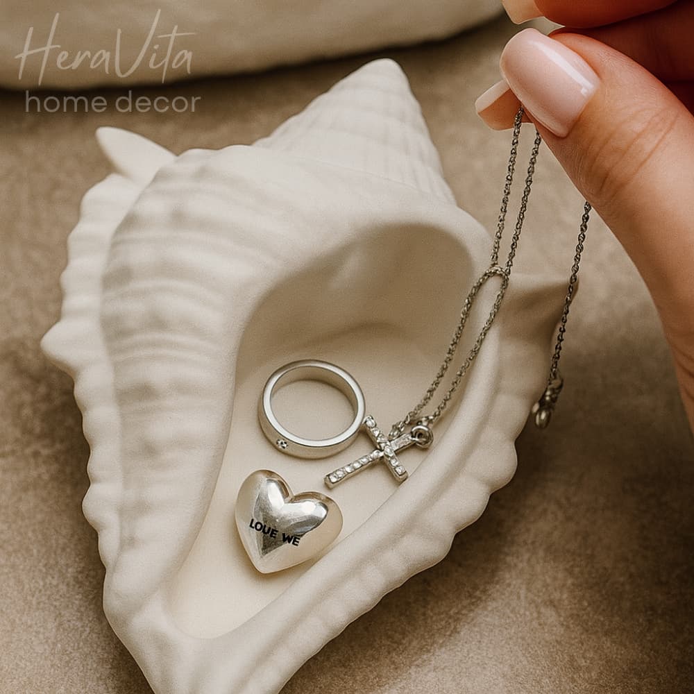 Concha Artesanal de Concreto/ Porta Joia/ Porta Vela Decorativo CARAMUJÃO Enfeite para Lavabo