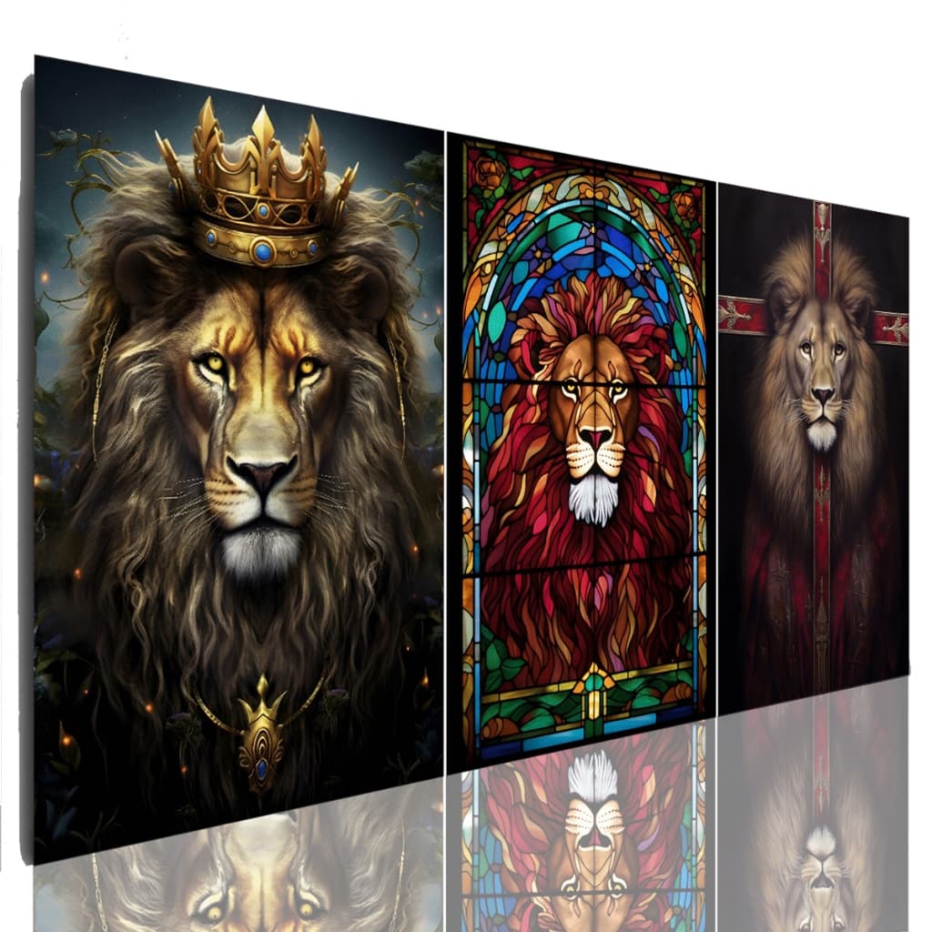 Quadro Decorativo Leao Rei Mosaico Sala Grande 120 X 60 Cm