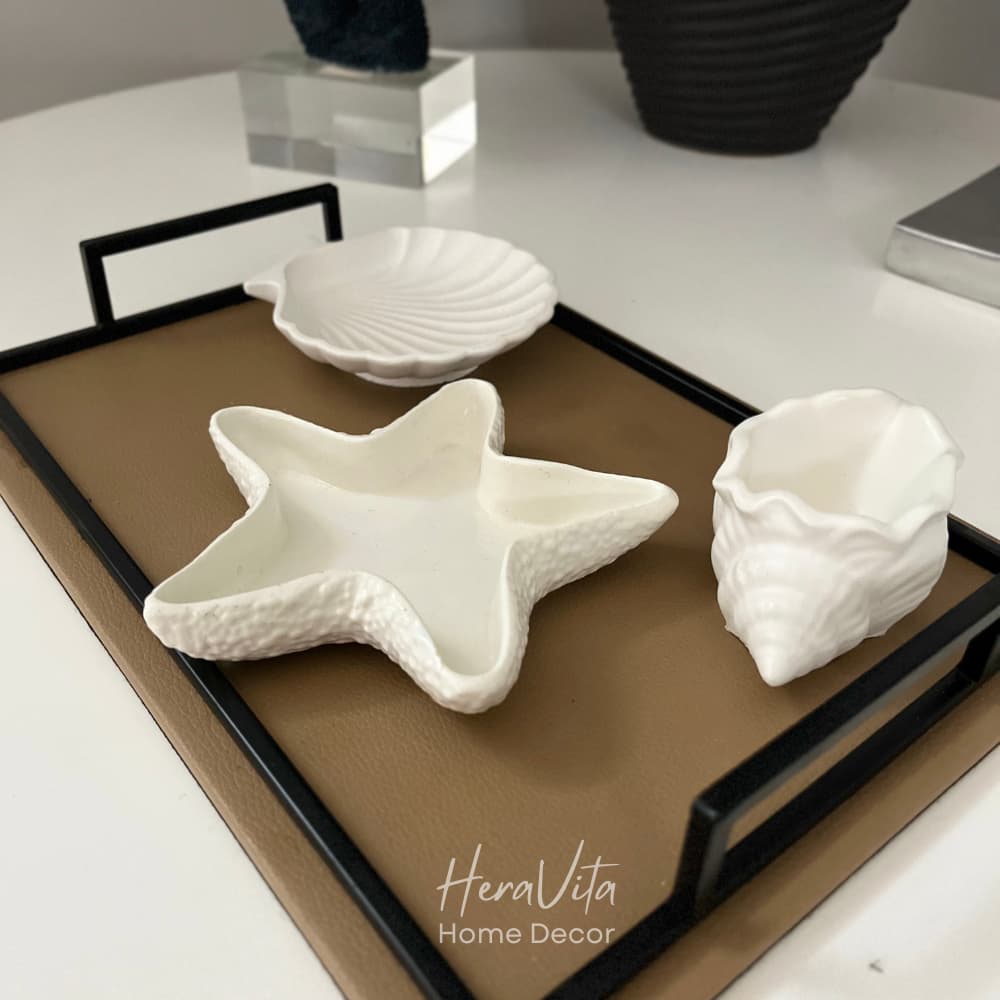 Porta Joias Concha de Concreto Decorativa - Bandeja Aesthetic para Quarto, Lavabo e Penteadeira