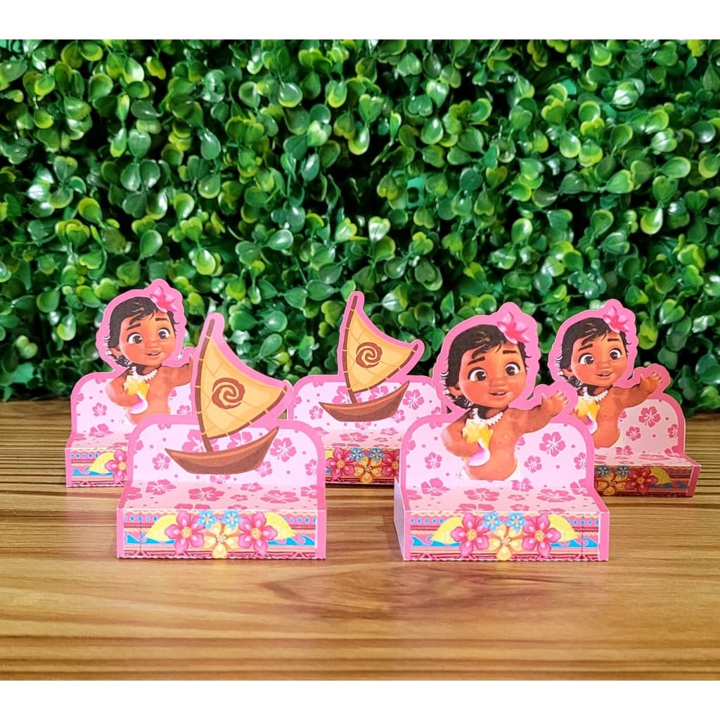 Porta Bis Duplo Moana Baby Rosa - Festa Infantil -Lembrancinhas.