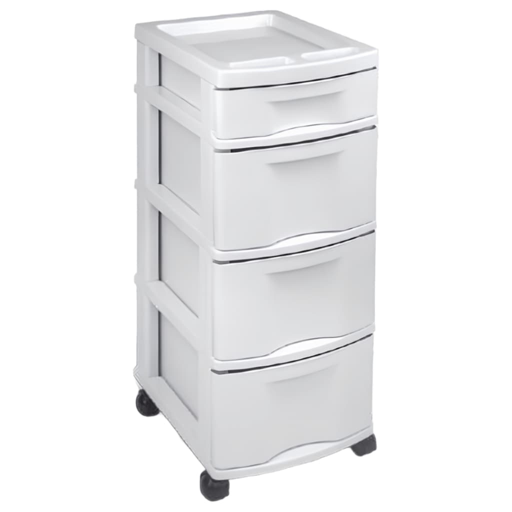 Gaveteiro Organizador Plástico Branco 4 Gavetas Com Rodinhas