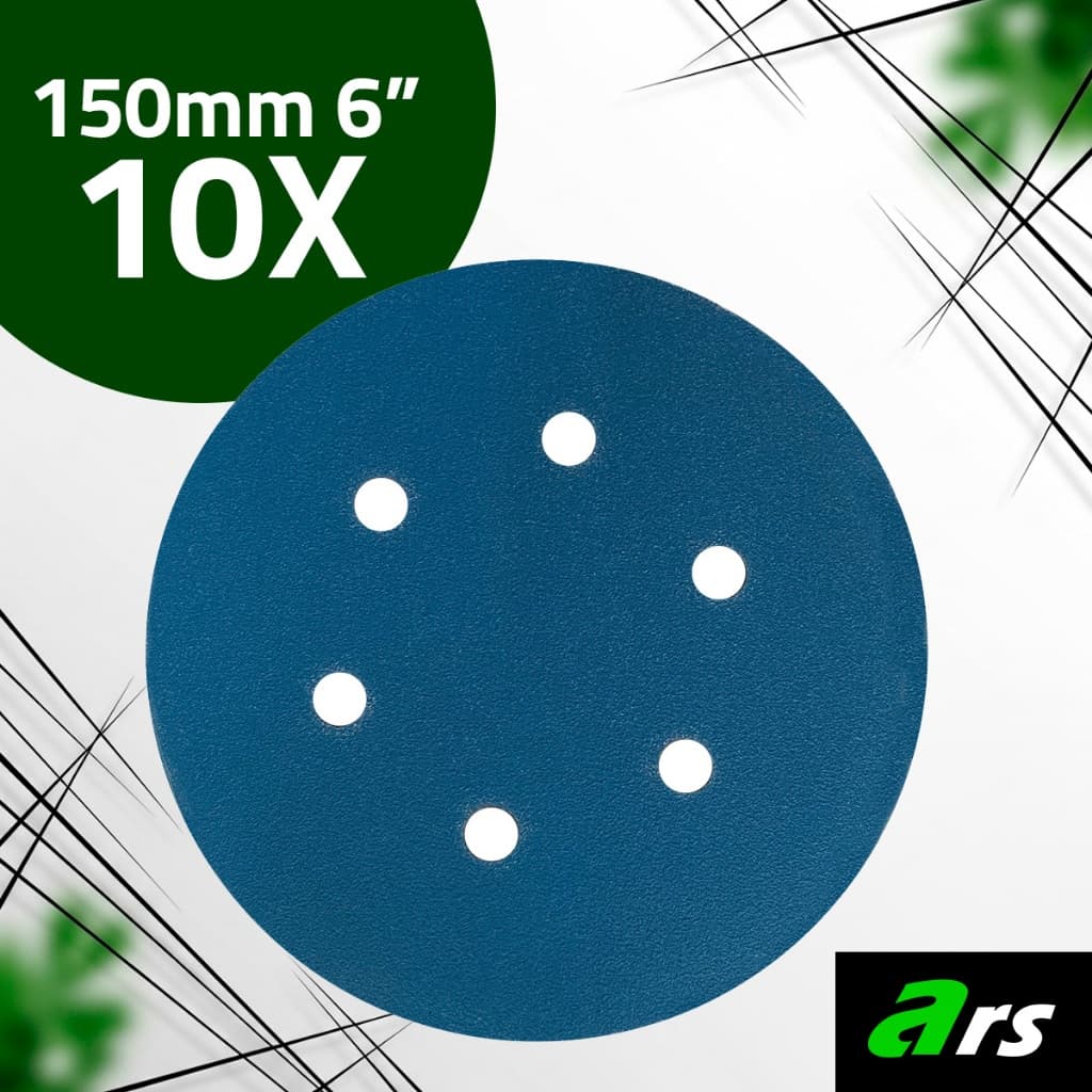 Kit 10 Discos Lixa hookit com Base Velcro 6 Polegadas C/ 6 furos - 150mm - Disco para usar com água ou Seco