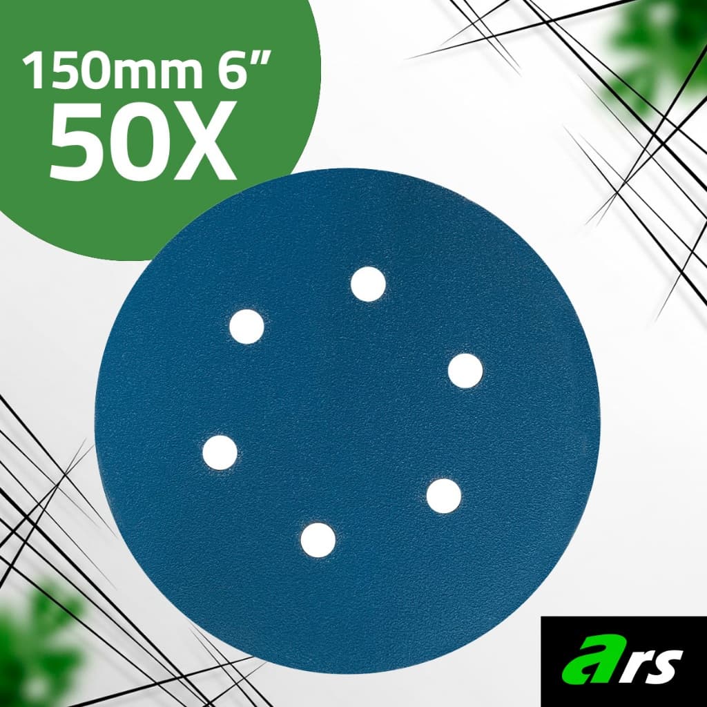 Kit 50 Discos Lixa hookit com Base Velcro 6 Polegadas C/ 6 furos - 150mm - Disco para usar com água ou Seco