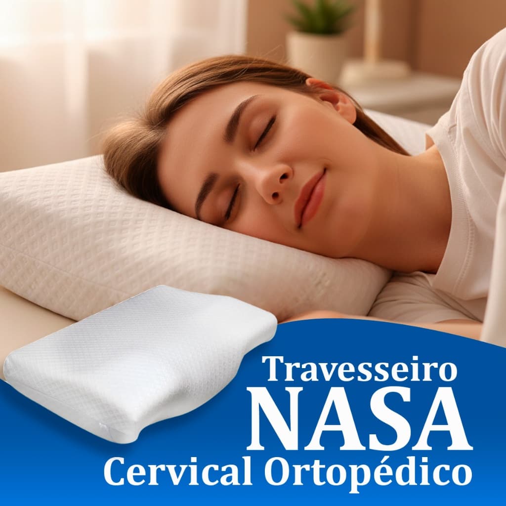 Travesseiro Nasa Cervical Ortopédico Confortável Ergonômico Fibrasca