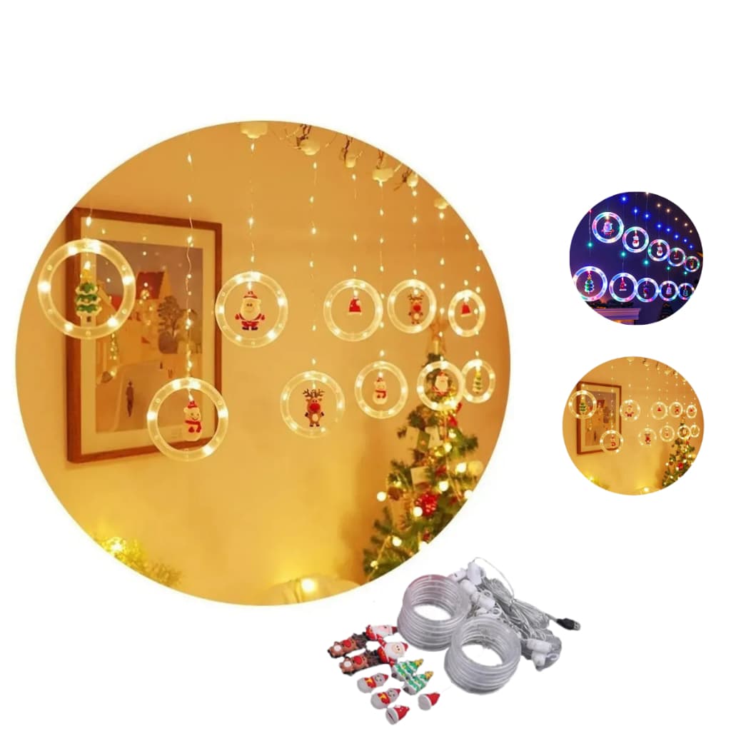 Pisca Cascata 130 Led IP65 Prova Água 3,0m Cortina Varal Figura Decoração Natal Varal LuvinCo Bivolt