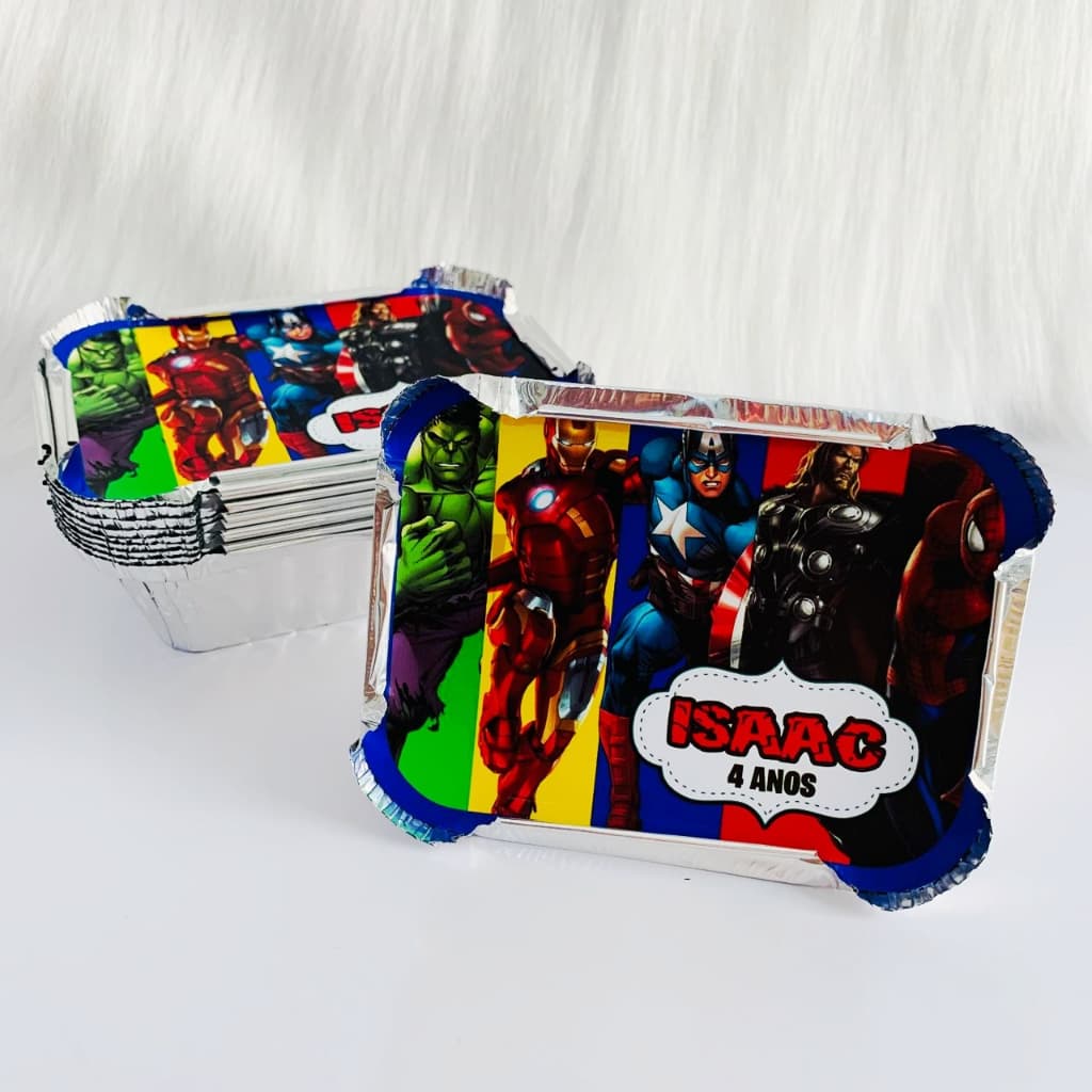 Marmitinha Personalizada Super Heróis Vingadores Marvel Lembrancinha Festa Infantil | Marmita Personalizada Aniversário