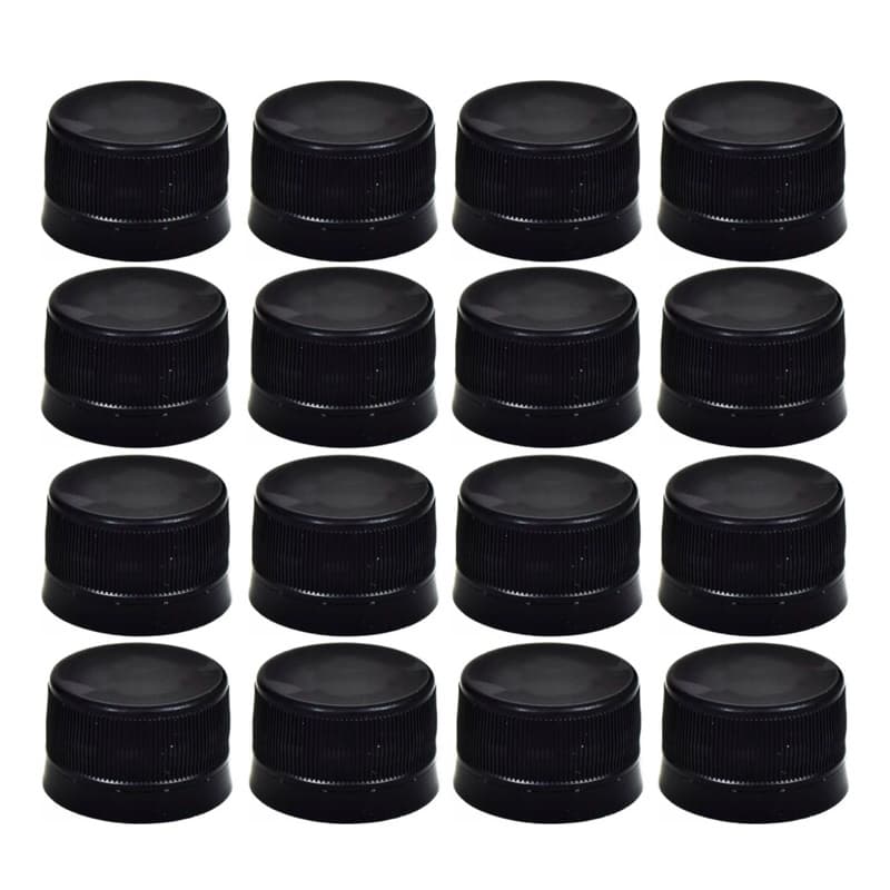 50 Tampas Pretas de Plastico 28mm Lacre Garrafa Pet