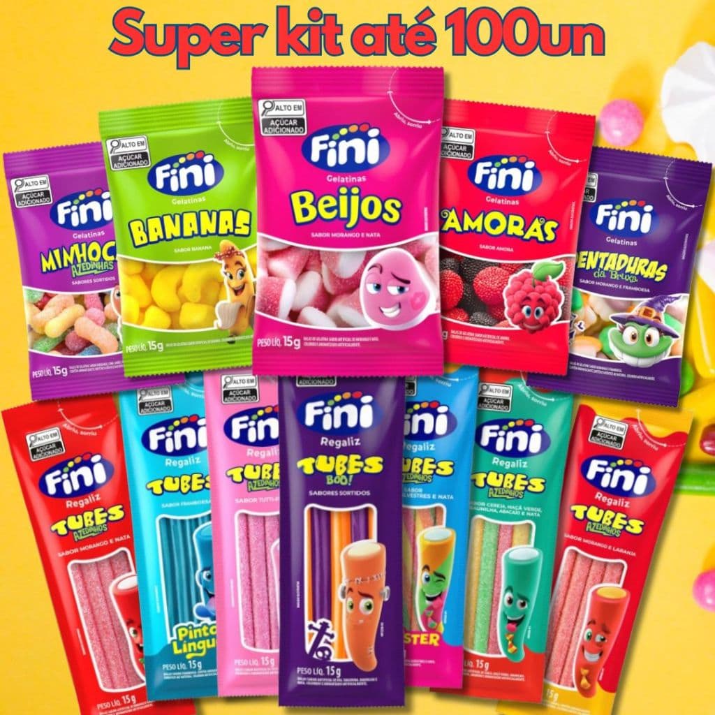 Kit Com Pacotes de Bala Fini Sabores Variados - Envio Imediato