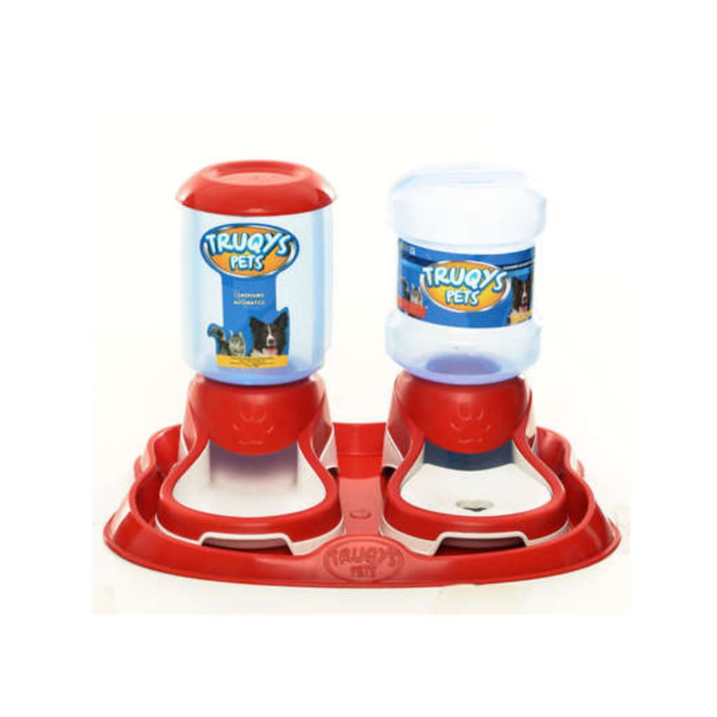 Kit Bandeja + Comedouro Automatico + Bebedouro Automatico Vermelho Para Cães E Gatos - 2 Litros