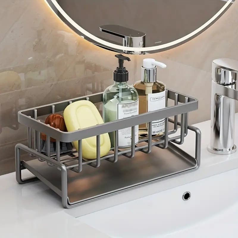 Conjunto funcional de prateleiras de parede para cozinha e banheiro com suporte para sabonete, toalha, escova e esponja