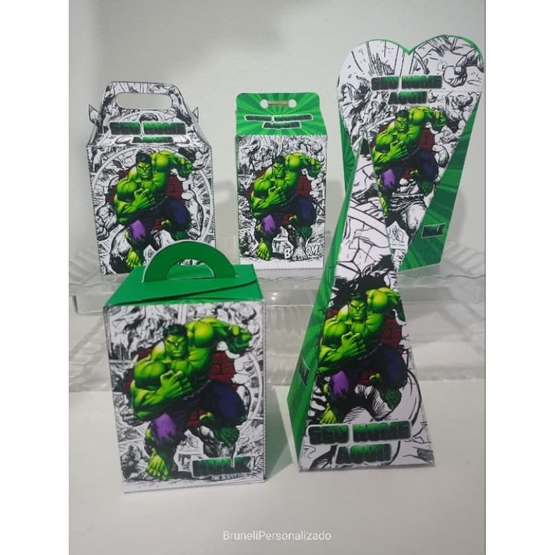 Kit pegue e monte/ caixinhas guloseimas festa em casa Incrível Hulk