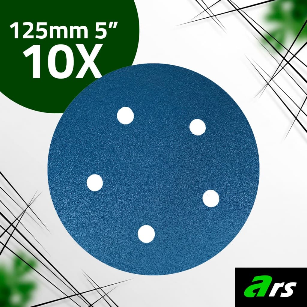 Kit 10 Discos Lixa hookit com Base Velcro 5 Polegadas 5 furos 125mm Disco para usar com água ou Seco