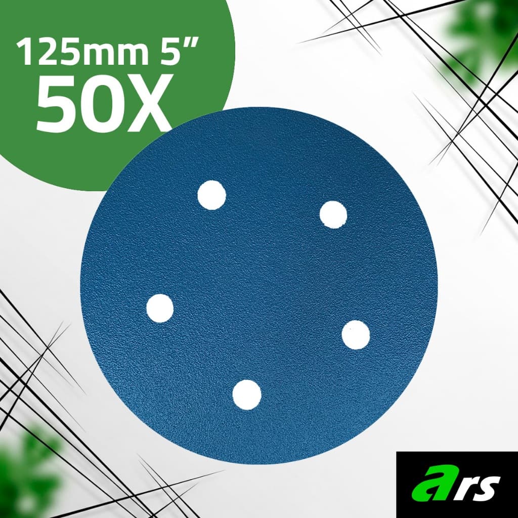 Kit 50 Discos Lixa hookit com Base Velcro 5 Polegadas 5 furos 125mm Disco para usar com água ou Seco