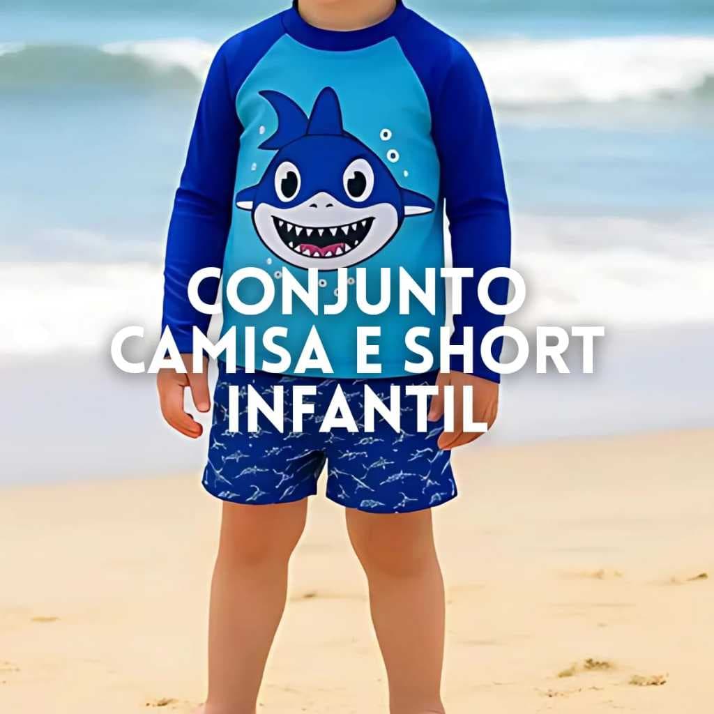 Kit 1 ou 2 Conjuntos Infantil Bebe Criança Praia Piscina Camisa E Sunga Secagem Rápida Tecido Resistente Conforto