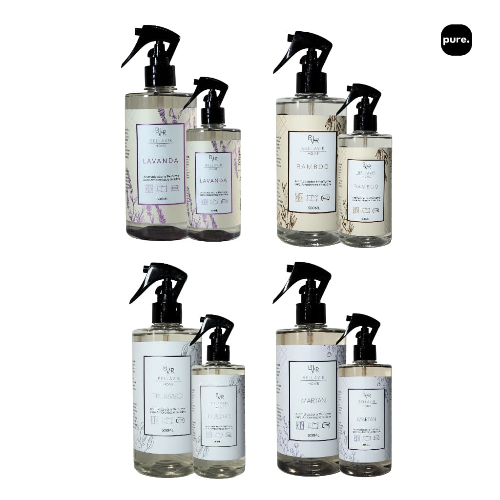 Kit de Água Perfumada 750ml - ALTA FIXAÇÃO - Home Spray - Aromatizante - Cheiro de loja - Bellavir