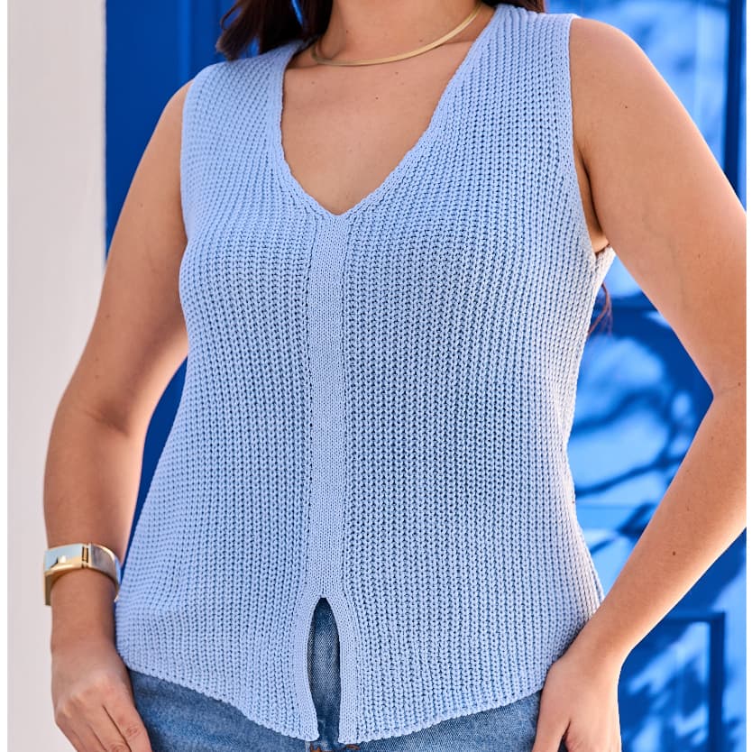 Colete Feminino Estiloso Tricot Sem Manga Decote V Roupa Feminina Tendência Elegante