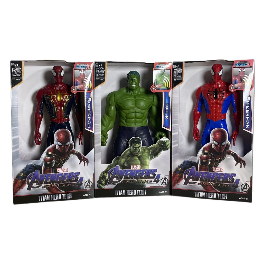 Boneco Hulk Homem Aranha Articulado Brinquedo Vingadores com Som e Led Linha Premium 30cm
