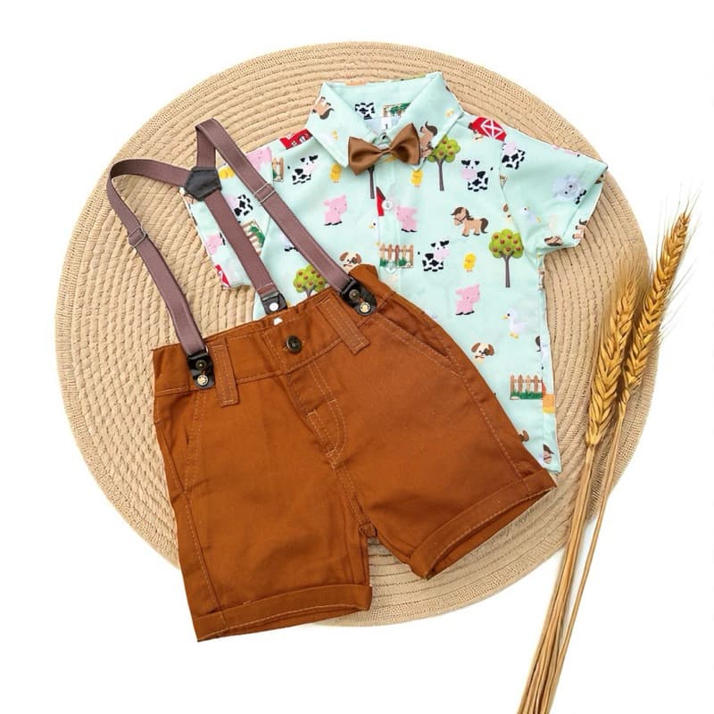 Conjunto Menino Tematico Aniversário fazendinha fofa baby