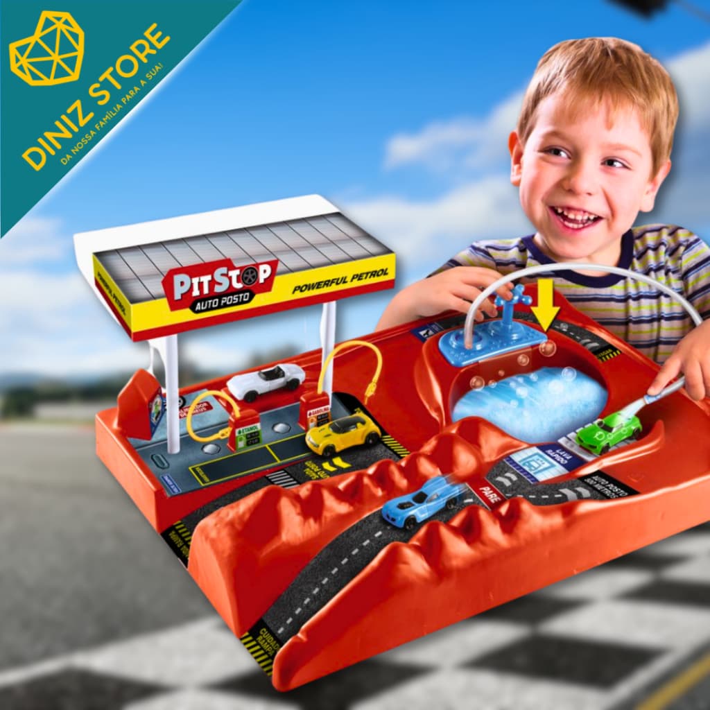 Pista Pit Stop com 2 Carrinhos Miniatura