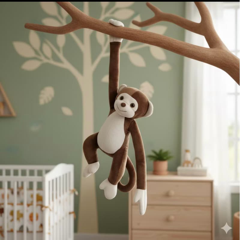 Macaco de Pelúcia Bebe Mamãe Decoração de 35cm Brinquedo Nicho Presente