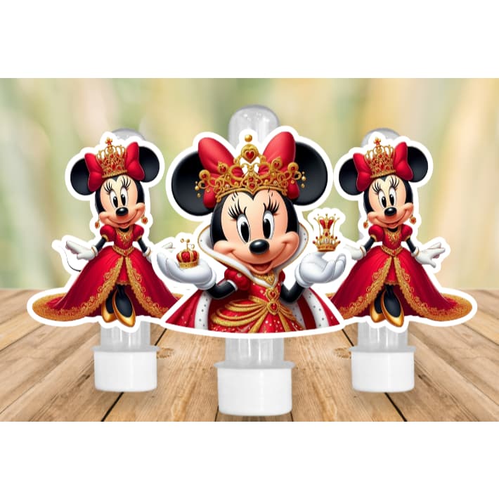Apliques para Tubete Doces Bolo -  Minnie Vermelha Realeza -  Lembrancinhas Divertidas para Sua Festas