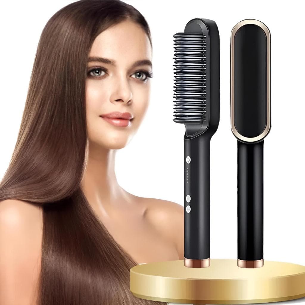 Escova Alisadora Anion Hair Pro 3 em 1 Secador, Chapinha e Modelador de Cachos Bivolt