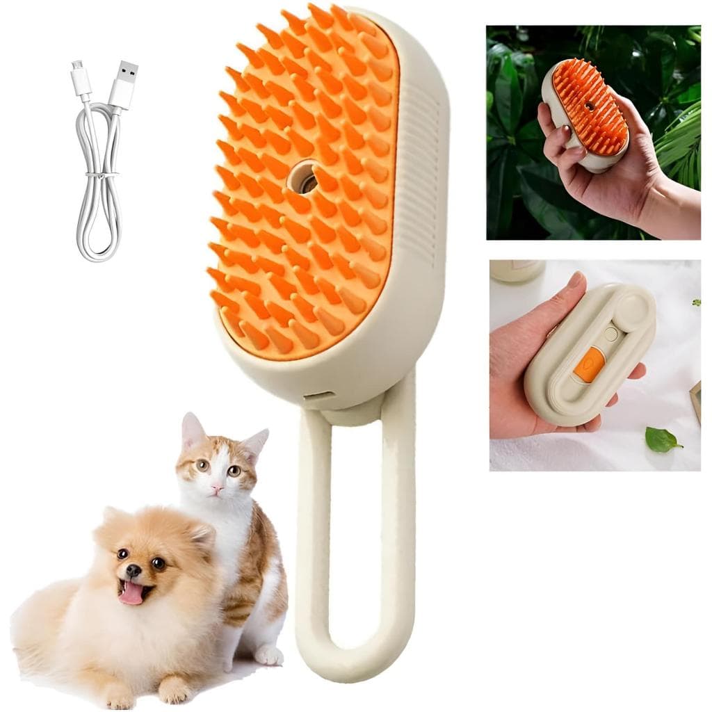 Escova A Vapor Para Gatos Cães 3 Em 1 Elétricas De Pêlos Pentes De Massagem Animais De Estimação