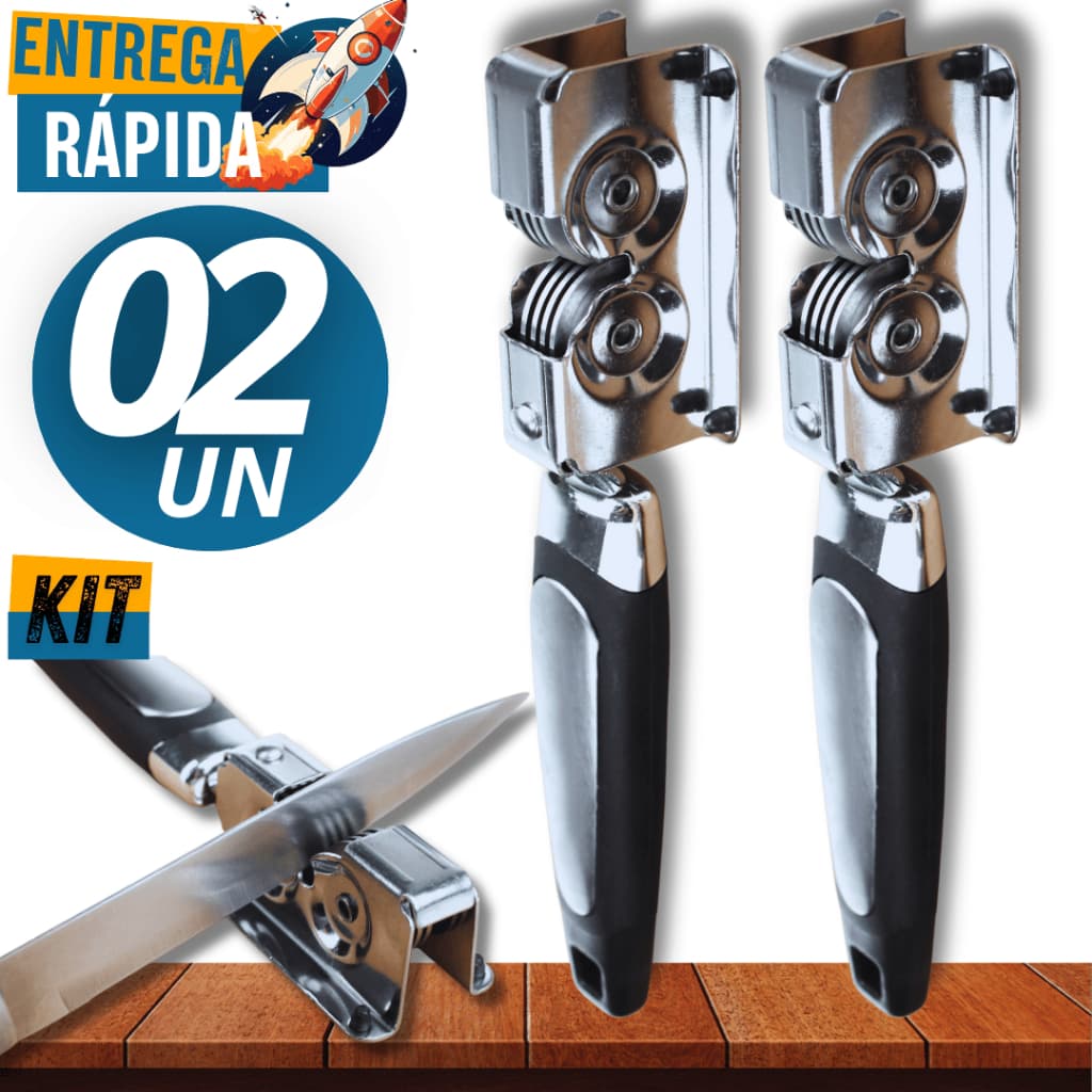 Utensílios com 02 Amolador Afiador de Faca Profissional de Inox para Facas e Tesouras Cozinha Premium Utilidades