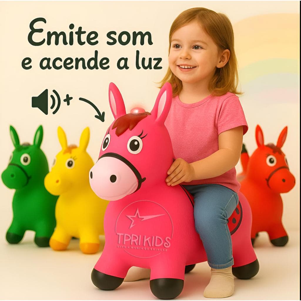Cavalinho Upa Upa inflavel Pocoto Brinquedo Pula Pula Musica Infantil Com Musica e Led
