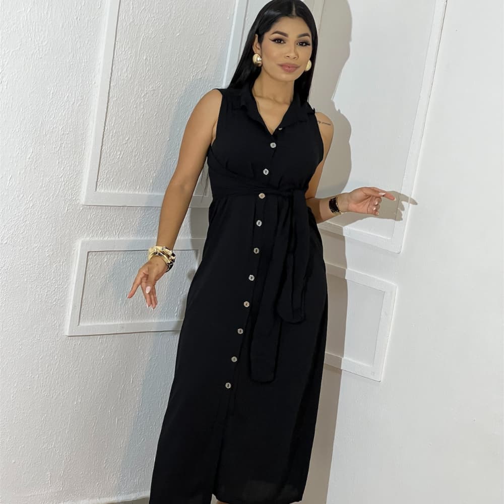 Vestido Longo MIDI Feminino Elegante Casual Confortavel Ref 040