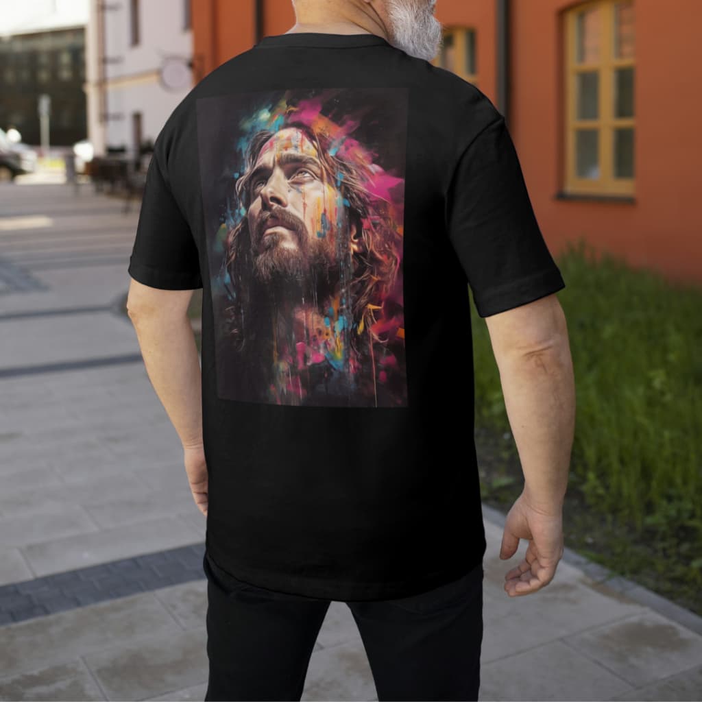 Camiseta Preta Jesus C. Estampa Frente & Costas | 100% Algodão 30.1 | Estampa DFT alta qualidade | Unissex