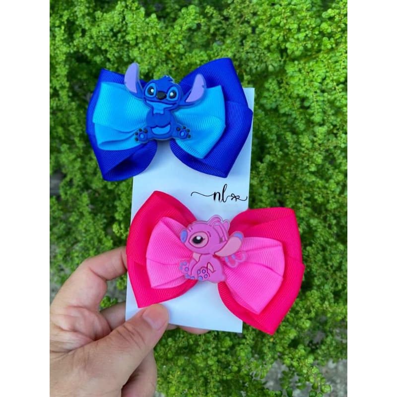 Laço Stitch. Laço Angel. Laço temático. Laço infantil. Laço no bico de pato. Laço de festa. LEIA TODA A DESCRIÇÃO!