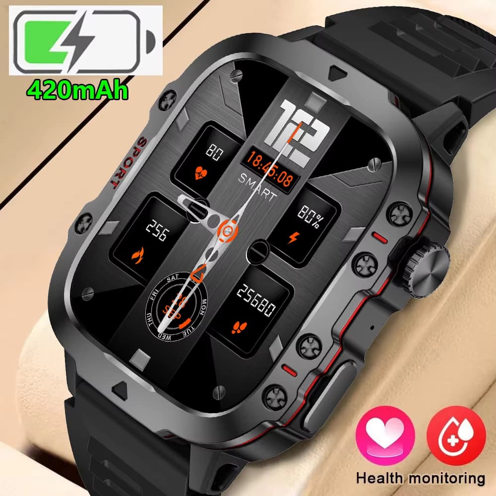 Smartwatch Monitor de frequência cardíaca Relógios masculinos Bluetooth Call Esportes Fitness Relógio inteligente