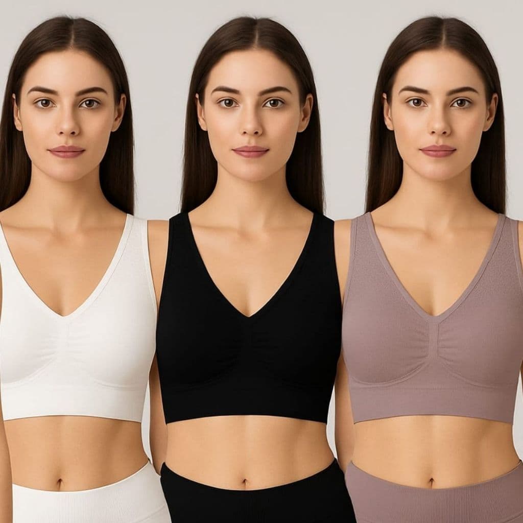 Kit 4 Tops Femininos Sem Costura Reforçado – Conforto e Sustentação – Cores Variadas