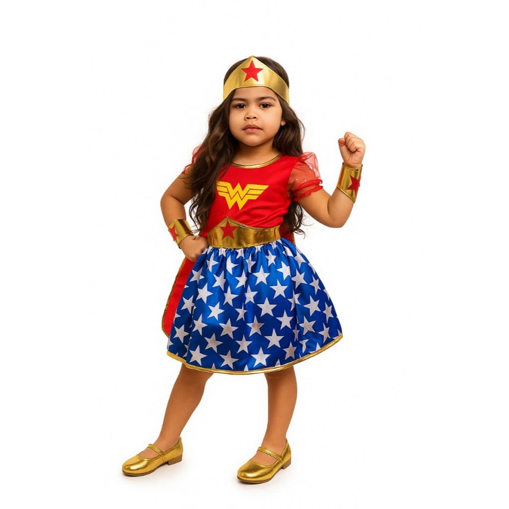 Fantasia Infantil Mulher Feminina Maravilha com Acessórios