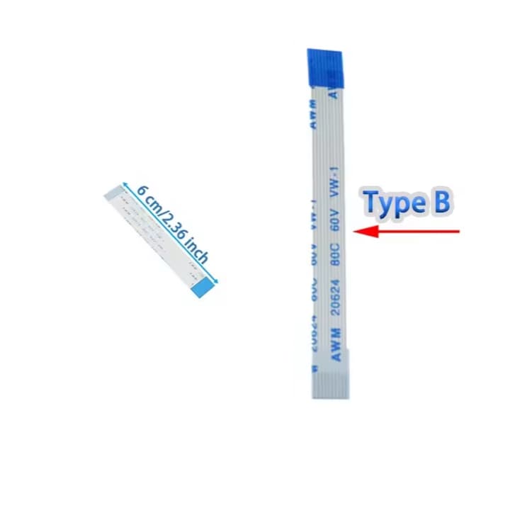 Cabo Flex Flat 12Pinos Tamanho 6CM com 10 Peças, Tipo B Pinos distância 0.5mm