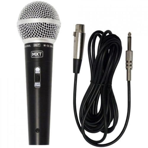 Microfone MXT M-58 Profissional Dinâmico Vocal com Cabo XLR