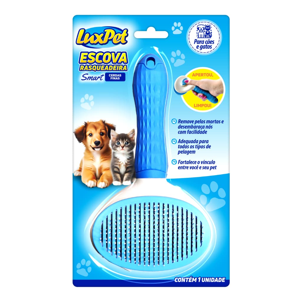 Luxpet Escova Rasqueadeira Smart – Cerdas Finas