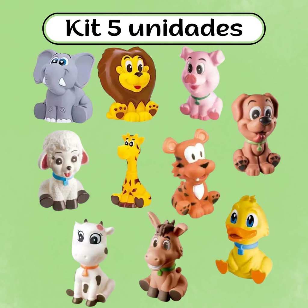 Brinquedo Infantil Menina Menino Bebê Hora Banho Baby Mordedor Vinil Macio Fofinho Kit 5 Unid