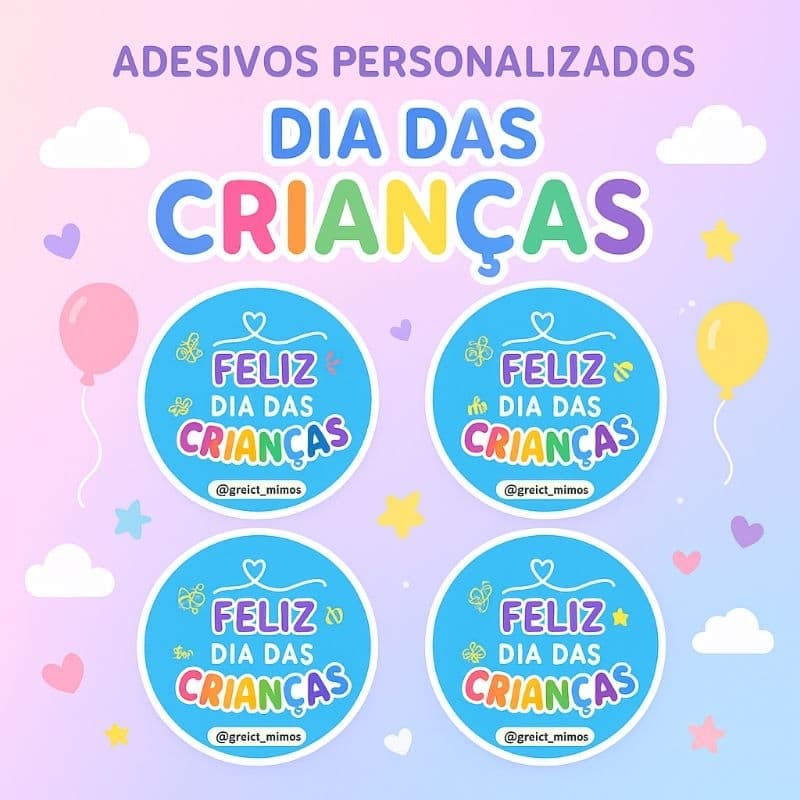 Adesivos para o dia das crianças 30 adesivos