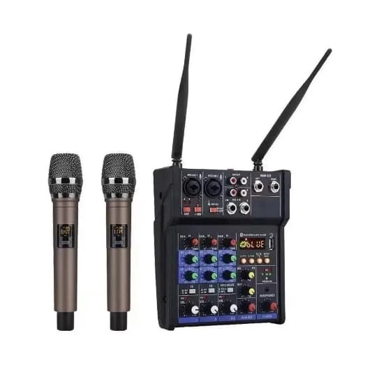 Kit Home Studio Profissional Mesa 4 Canais + 2 Microfones