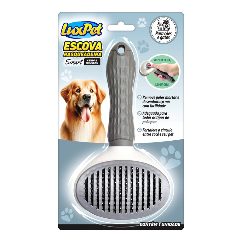 Luxpet Escova Rasqueadeira Smart – Cerdas Grossas