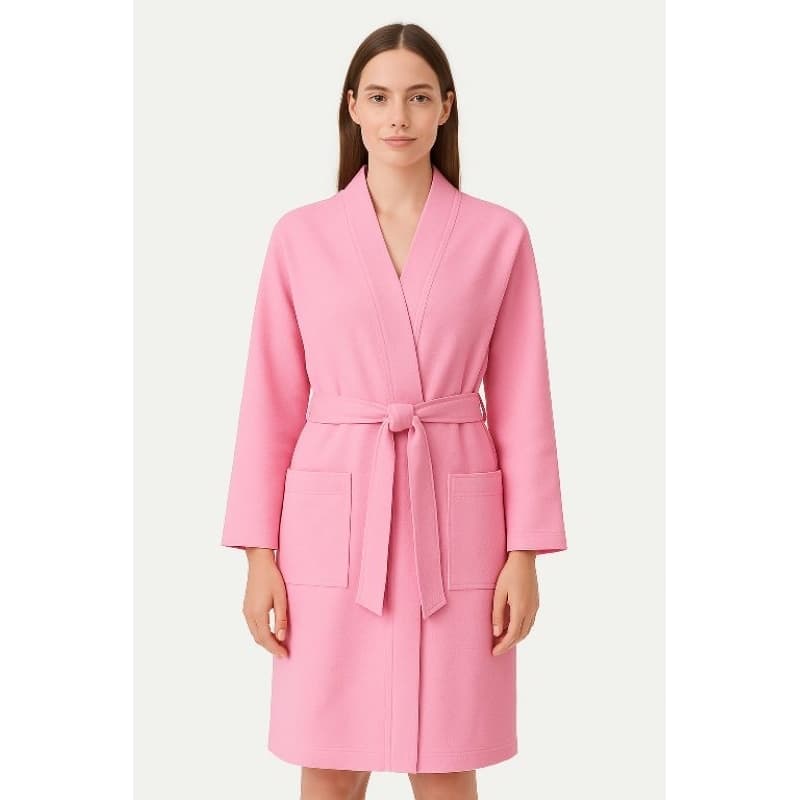 Roupão de Banho Feminino Rosa 100 % Poliéster Atoalhado Felpudo Conforto e Secagem Rápida